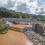 Liberia heavy duty Steel modular bridge with RC headwalls and gabion basket protection