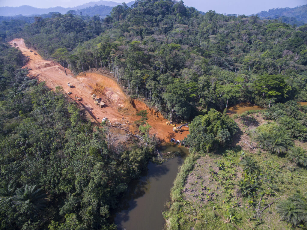 sierra leone liberia road construction site clearance